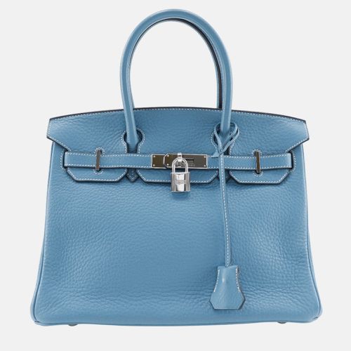 Hermes Blue Jean Leather Birkin 30 Handbag - Hermes - Modalova