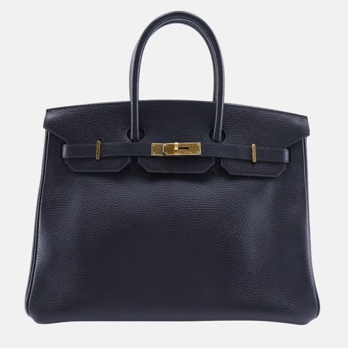 Hermes Ardennes Black/Gold Leather Birkin 35 Handbag - Hermes - Modalova