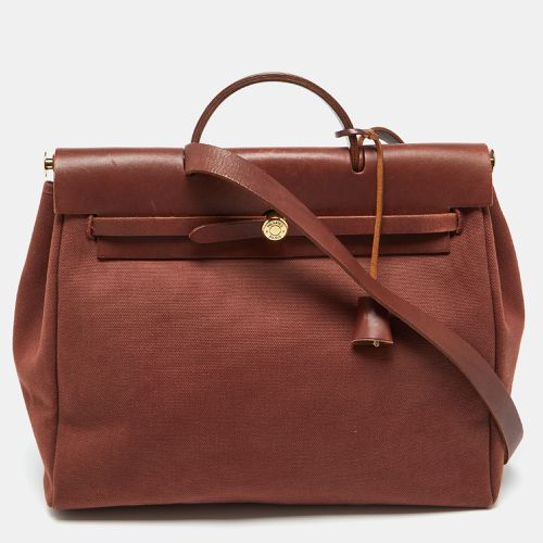 Hermes Rouge H Toile and Leather Herbag Zip 39 Bag - Hermes - Modalova