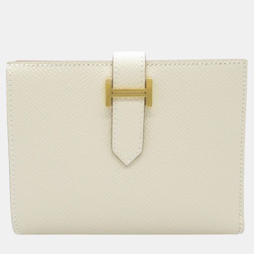 Hermes Beige Leather Compact Bearn Wallet - Hermes - Modalova