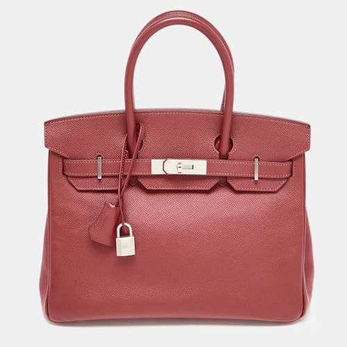 Hermès Rouge Vif Epsom Leather Brushed Palladium Finish Birkin 30 Bag - Hermes - Modalova