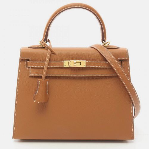 Hermes Brown Leather Kelly 25 Handbag - Hermes - Modalova