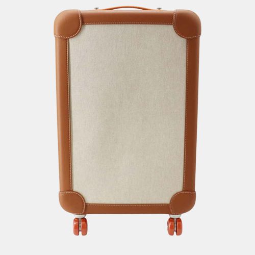 Hermes Rolling Mobility Suitcase Ecru/Beige/Fauve/Orange Toile H Plume Taurillon Legat - Hermes - Modalova