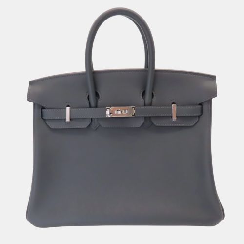 Hermes Dark Grey Leather Birkin 25 Tote Bag - Hermes - Modalova