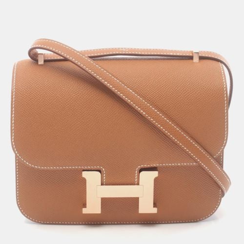 Hermes Brown/Gold Leather Constance Mini Shoulder Bag - Hermes - Modalova