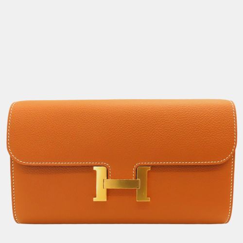 Hermes Gold Leather Constance Long Wallet - Hermes - Modalova