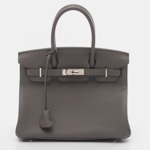 Hermes Gray Etain Leather Birkin 30 Tote Bag - Hermes - Modalova