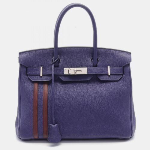 Hermes Blue Officier Leather Birkin 30 Tote Bag - Hermes - Modalova