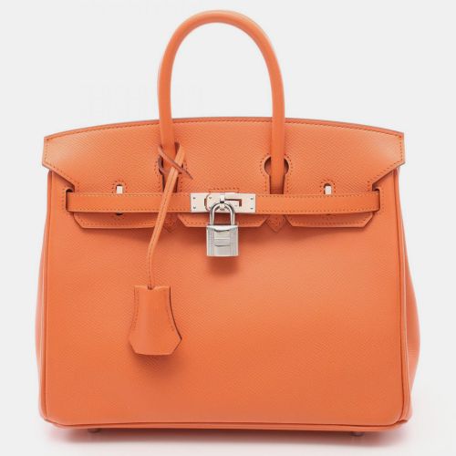 Hermes Orange Leather Birkin 25 Tote Bag - Hermes - Modalova