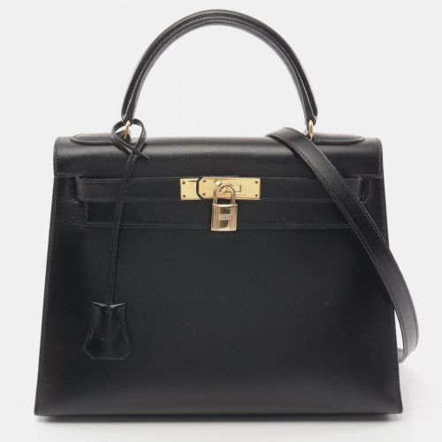 Hermes Black Leather Kelly 28 Tote Bag - Hermes - Modalova