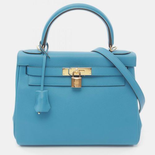 Hermes Blue Leather Kelly 28 Tote Bag - Hermes - Modalova