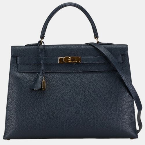 Hermes Navy Blue Leather Kelly 35 Tote Bag - Hermes - Modalova