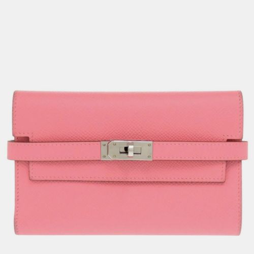 Hermes Rose Azalee Epsom Leather Medium Kelly Wallet - Hermes - Modalova