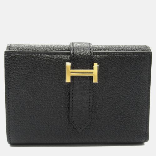 Hermes Black Leather Bearn Short Wallet - Hermes - Modalova