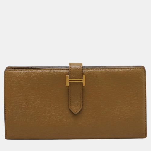 Hermes Brown Chevre Bearn Souffle Long Wallet - Hermes - Modalova