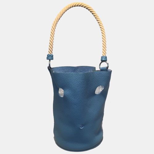 Hermes Mangeoire Blue Jean Taurillon Clemence Leather Rope Handle Bucket Bag - Hermes - Modalova