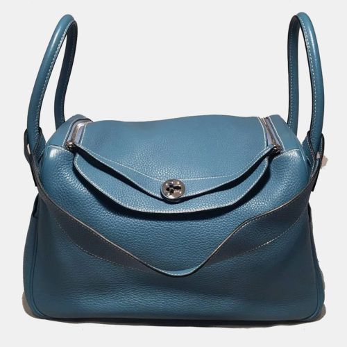 Hermes Blue Jean Clemence Leather Lindy Bag - Hermes - Modalova