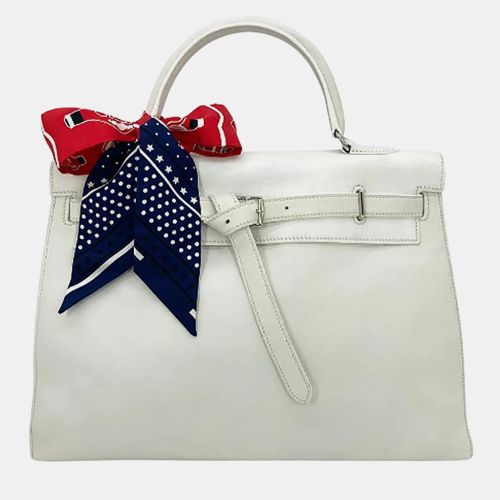 Hermes Kelly Flat 35 White Swift Silver PDH Bag - Hermes - Modalova