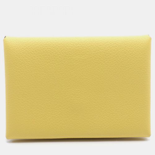 Hermes Yellow Leather Calvi Duo Wallet - Hermes - Modalova