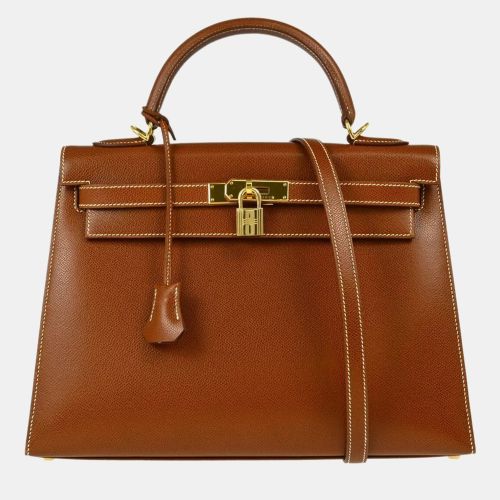 Noisette Lisse Kelly Sellier 32 Handbag - Hermes - Modalova