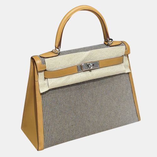Hermes Sesame Canvas Kelly 28 bag - Hermes - Modalova