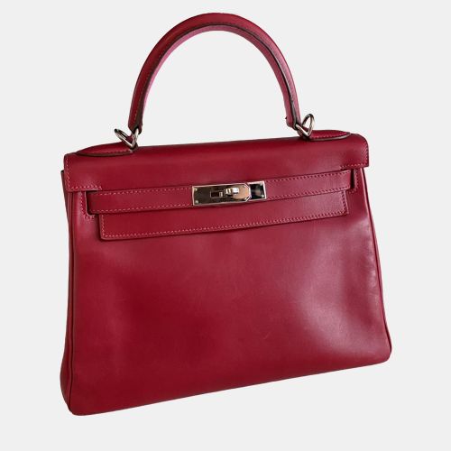 Hermes Red Leather Kelly 28 Top Handle Bag - Hermes - Modalova