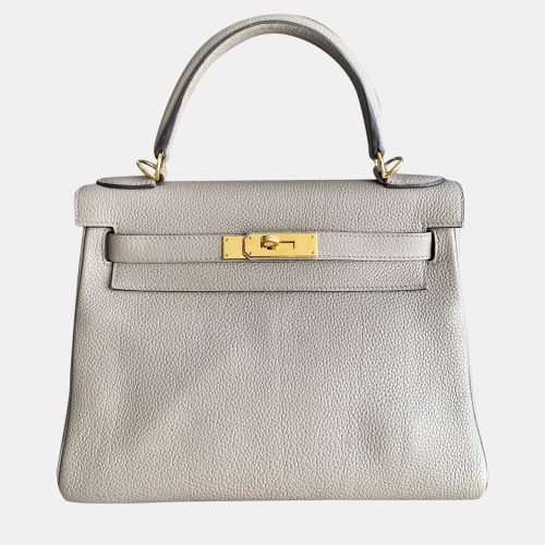 Hermes Gris Asphalte Togo Leather Kelly 28 Top Handle Bag - Hermes - Modalova