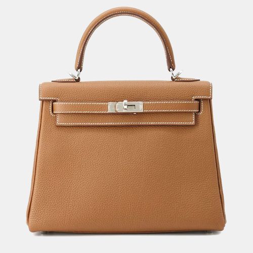 Hermes Kelly Retourne 25 Gold Togo Leather Top Handle Bag - Hermes - Modalova