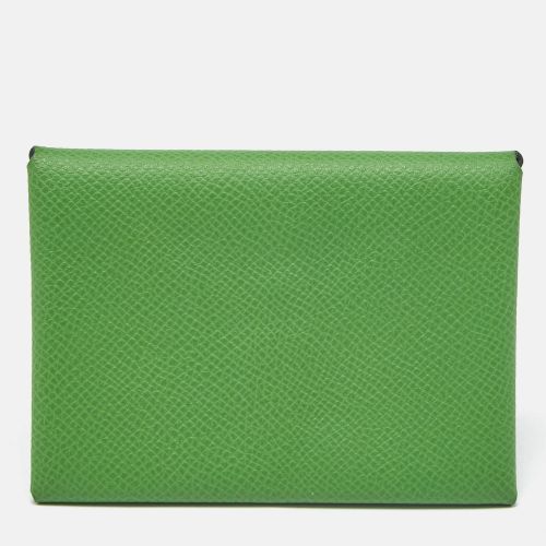 Hermes Vert Yucca Epsom Leather Calvi Duo Card Holder - Hermes - Modalova