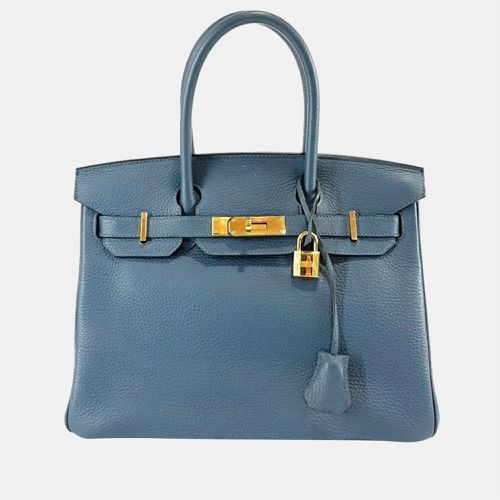 Hermes Blue Leather Birkin Gold-plated Hardware 30 bag - Hermes - Modalova