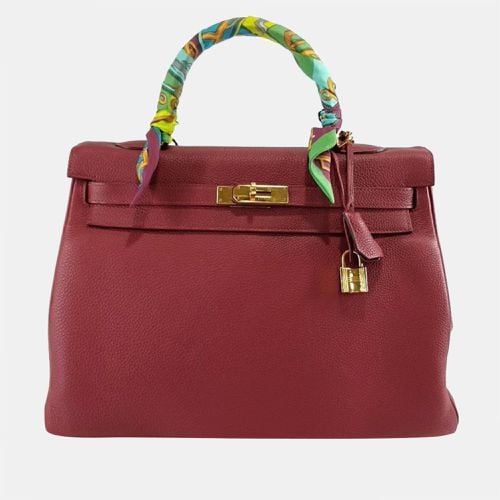 Hermes Rouge Leather Gold-plated Hardware Kelly 35 bag - Hermes - Modalova