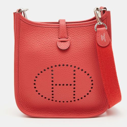 Hermes Rouge Pivoine Taurillon Clemence Leather Evelyne TPM Bag - Hermes - Modalova