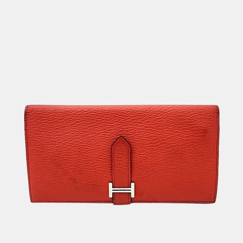 Hermes Red/Orange Leather Bearn Wallet - Hermes - Modalova