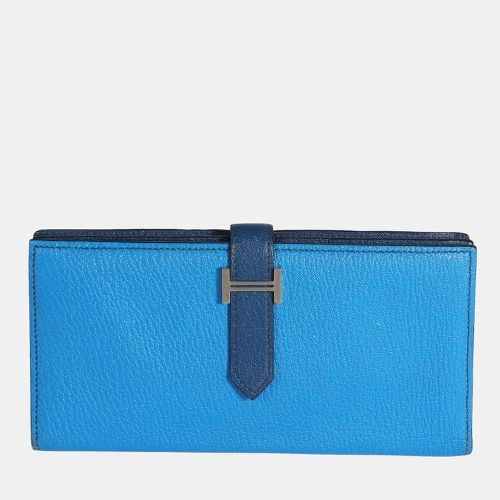 Hermes Bleu Izmir & Bleu Saphir Chévre Leather Bearn Wallet PHW - Hermes - Modalova