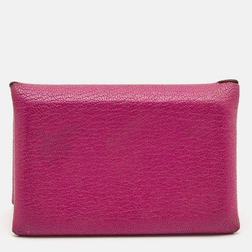 Hermes Cyclamen Chevre Mysore Leather Calvi Card Holder - Hermes - Modalova