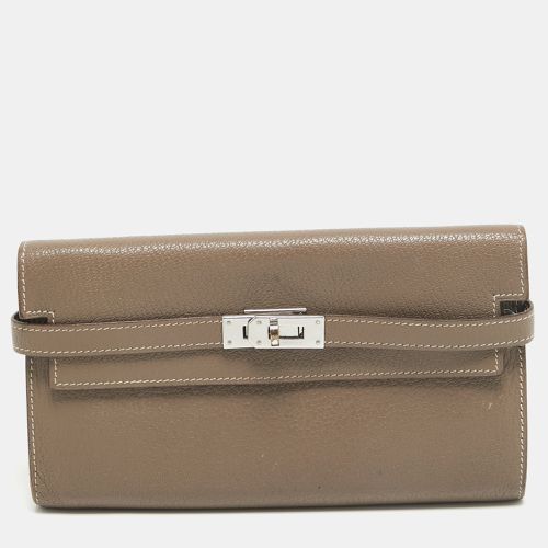 Hermes Taupe Chevre Leather Kelly Classic Wallet - Hermes - Modalova