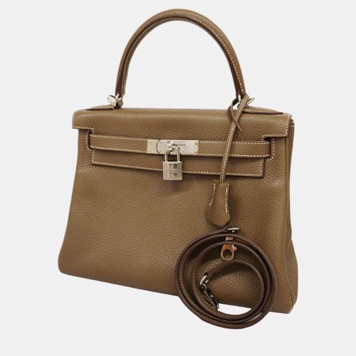 Hermes Etoupe Taurillon Clemence Leather Kelly 28 Tote Bag - Hermes - Modalova