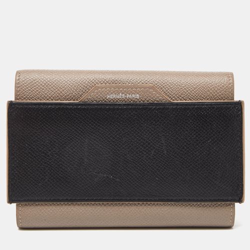 Hermès Etain/Black Epsom Leather Passant Compact Wallet - Hermes - Modalova