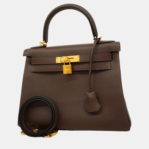 Hermes Taurillon Nobillo Cacao Kelly Stamped Handbag - Hermes - Modalova