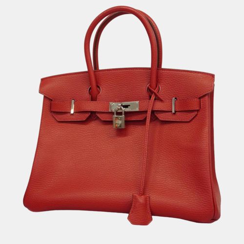 Hermes Rouge Vif Ardennes Birkin Engraved Handbag - Hermes - Modalova