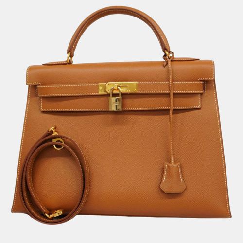 Hermes Gold Couchevel Kelly 32 A Engraved Handbag - Hermes - Modalova