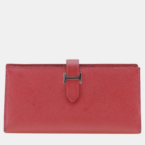 Hermes Red Leather Bearn Wallet - Hermes - Modalova