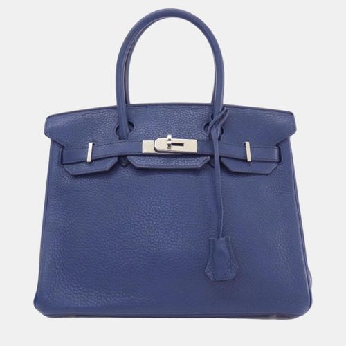 Hermes Blue Taurillon Clemence Leather Birkin 30 Tote Bag - Hermes - Modalova