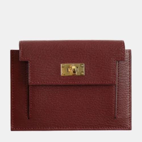 Hermes Rouge H Chevre Leather Kelly Compact Wallet - Hermes - Modalova