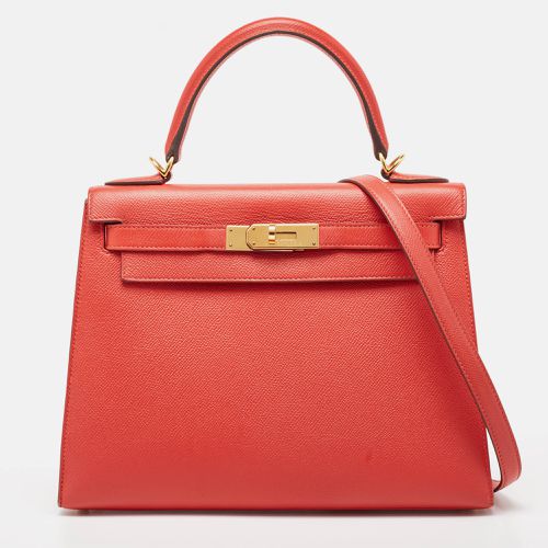 Hermes Rouge Tomate Epsom Leather Gold Finish Kelly Sellier 28 Bag - Hermes - Modalova