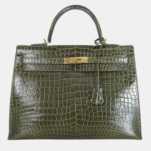 Hermes Vert Véronèse Shiny Alligator Kelly 35 Bag - Hermes - Modalova