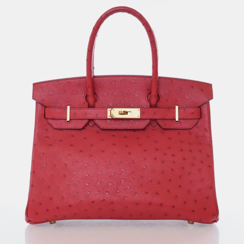 Hermes Rouge Vif Ostrich Birkin 30 Handbag - Hermes - Modalova