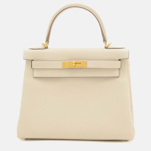 Hermes Cre Togo W Engraved Kelly Handbag - Hermes - Modalova