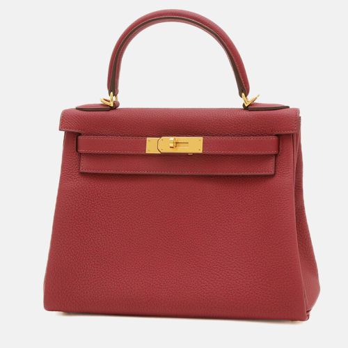 Hermes Rouge Grenat Taurillon Clemence Leather Kelly 28 Tote Bag - Hermes - Modalova