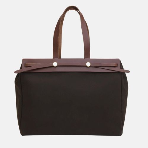 Hermes Brown Toile Canvas and Leather Herbag MM Top Handle Bag - Hermes - Modalova